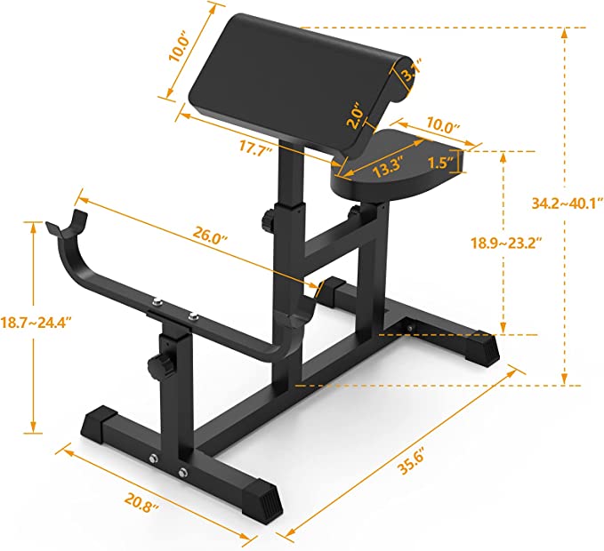 Adjustable Arm Preacher Curl Weight Bench – Roman Chair with Barbell & Dumbbell