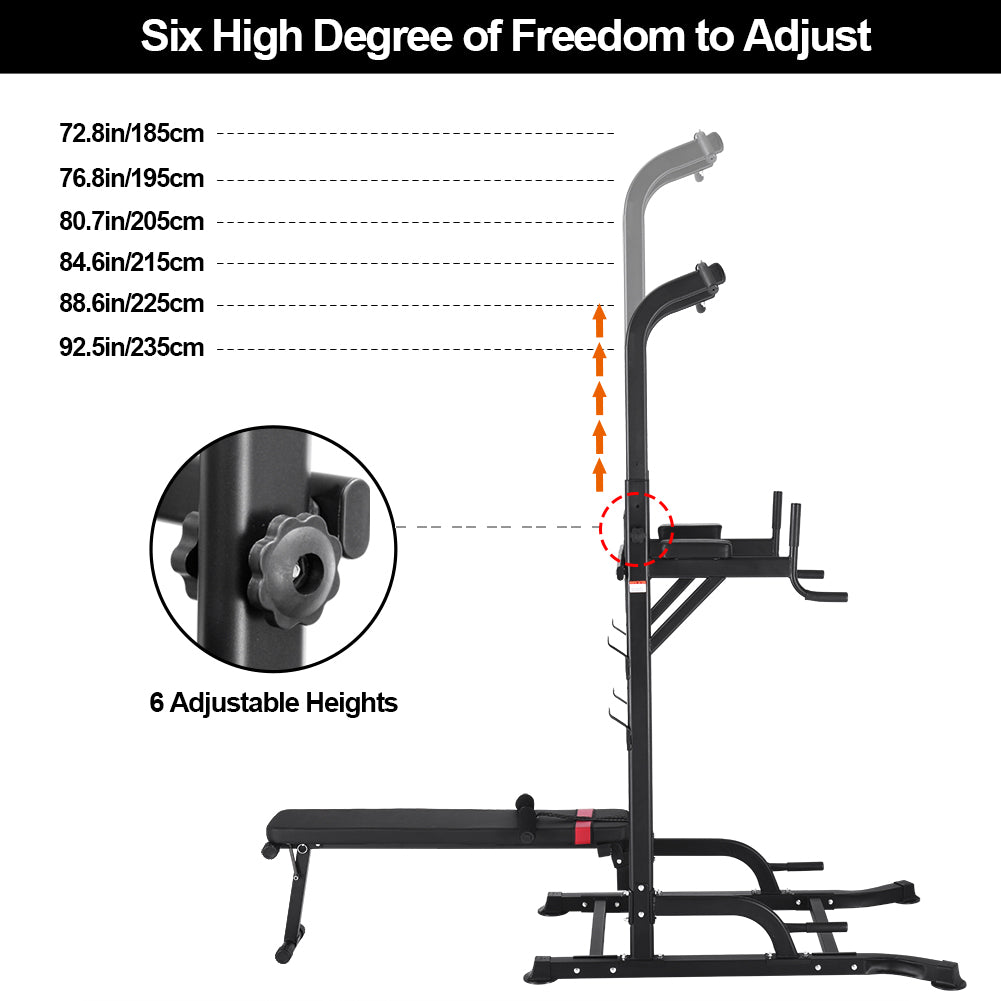 height adjust power tower with bench